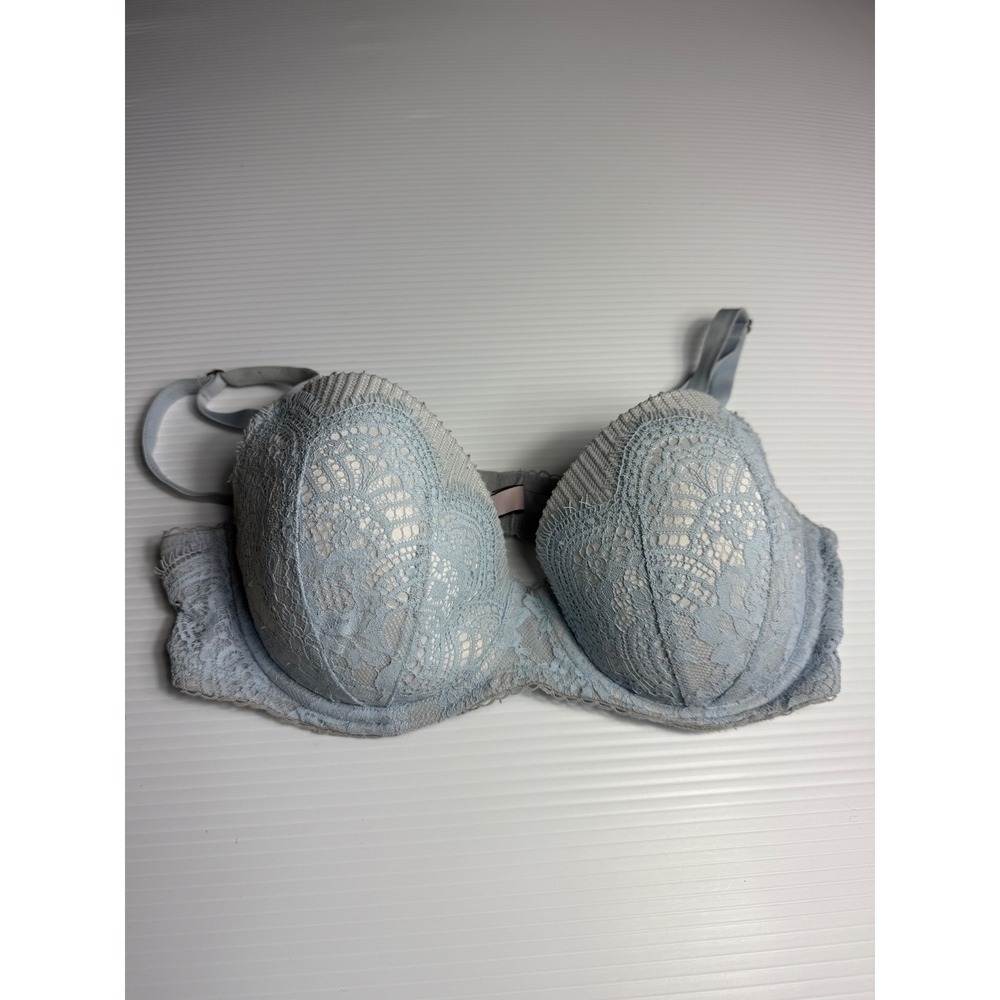 Victoria's Secret Demi Double Push Up Lace Bra Light Blue 36D D80